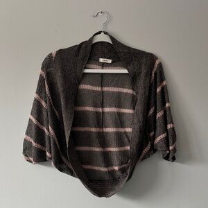 Noble U Women's Gray and Pink Striped Shrug